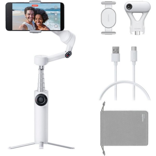 Insta360 Insta360 Flow 2 KI-Tracker-Bundle, Schneeweiß, KI-Smartphone-Gimbal Kamera-Gimbal