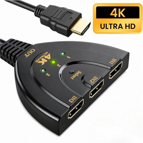 Bolwins G04C 3in1 HDMI Splitter Umschalter Verteiler Switch Wandler Adapter TV HDMI-Kabel, HDMI, HDMI (80 cm), Automatische Umschaltung Manuelle Umschaltung Plu
