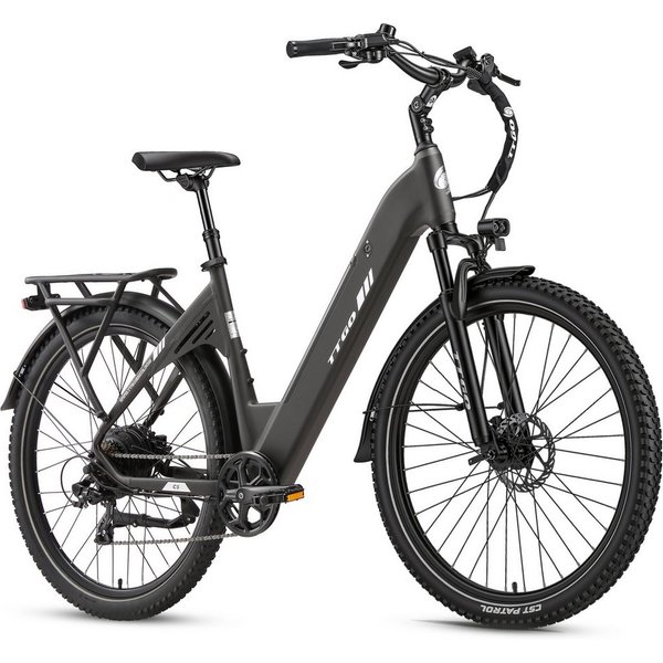 Vankel E-Bike Cityrad 28 Zoll, 70Nm, 648Wh bis zu 110km, Trekkingrad, Tiefeinstieg, 7 Gang Shimano, Kettenschaltung, Heckmotor, 648 Wh, (Farb-LCD, Zoom Federsat