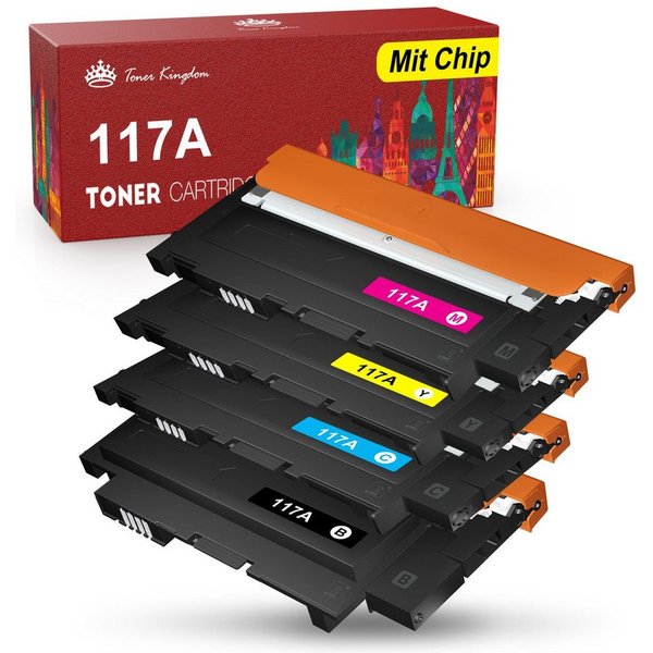 Toner Kingdom Tonerkartusche 4/5 er Ersatz für HP 117A W2070A, Color Laser MFP178nwg 179fwg 150a