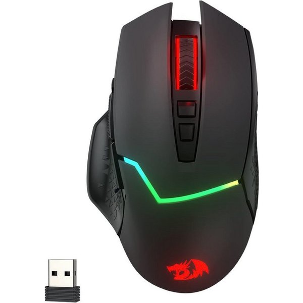 Redragon M690-PRO, RGB, 2,4 GHz/Kabelgebunden, Schwarz Gaming-Maus (kabelgebunden, 2.4 GHz RF Wireless, 8000 DPI, 8 programmierbare Tasten, Ergonomisch, Dual-Mo