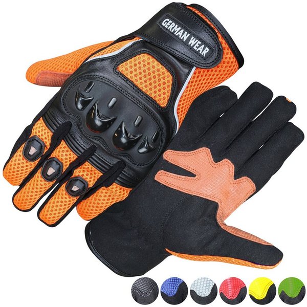 German Wear Motorradhandschuhe GW400G-M9 Motocross Biker Handschuhe Leder- & Textilhandschuhe in 6 Farben