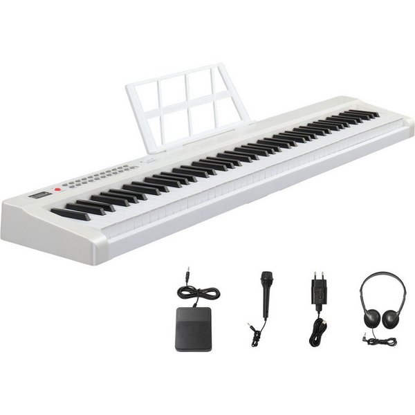 VINGLI Digitalpiano E Piano 88 Tasten, Digitalpiano Semi-Gewichtete Tastatur, Dual-Bluetooth, Sustain-Pedal-System, mit/ohne Ständer, Schwarz/Weiß