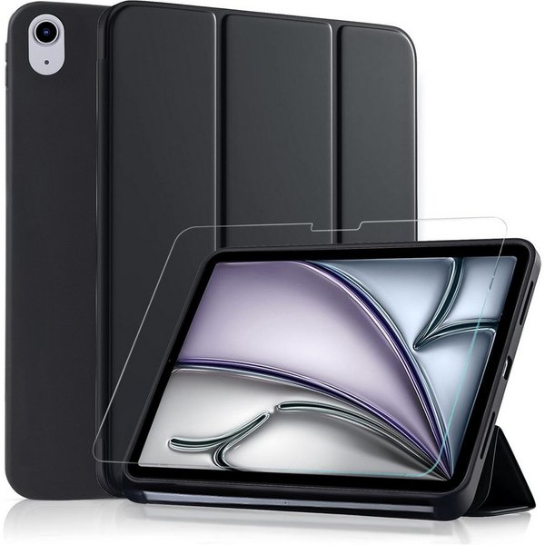 CLM-Tech Tablet-Hülle + Panzerfolie für iPad Air M4/M3/M2 (2026/2025/2024) 11 Zoll, Standfunktion, Magnetverschluss, Auto Schlaf/Wach Funktion