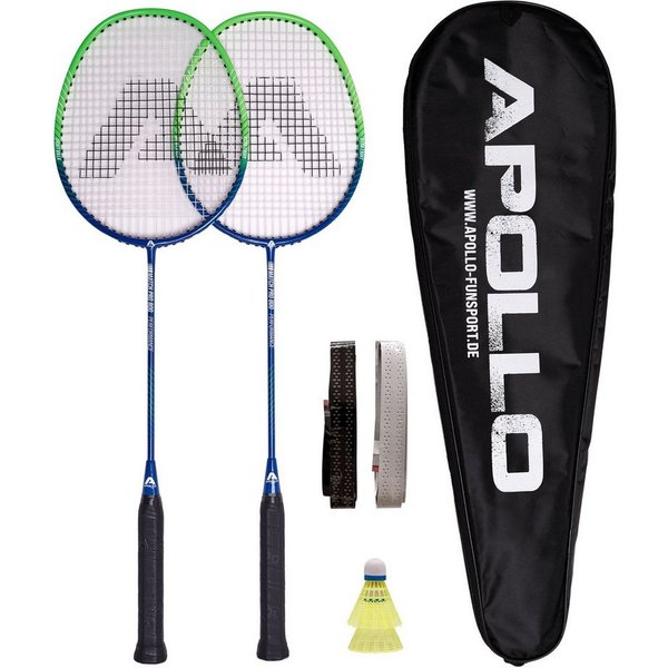 Apollo Badmintonschläger Badminton Set Badminton Match Pro 800, (Set, inkl. 2 Bällen und Tragetasche), inkl. 2 Bällen und Tragetasche
