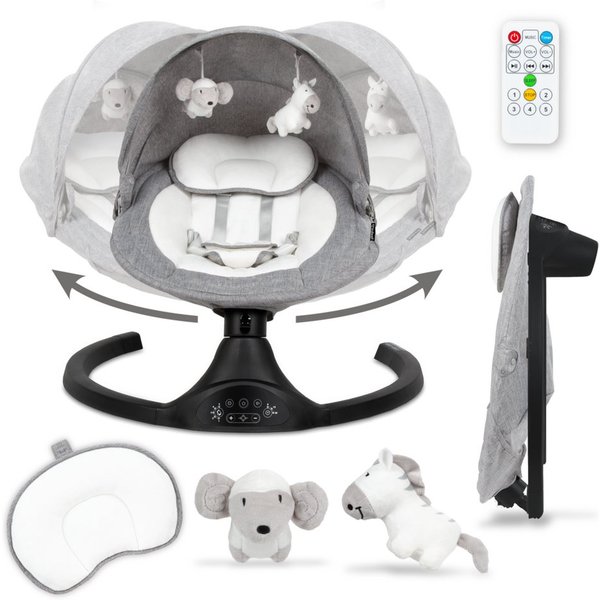COIL Babywippe Elektrisch Babyschaukel, Multifunktional Babywippe Schaukel, 5 Wippgeschwindigkeiten, Bluetooth, Fernbedienung, 5-Punkt-Gurt