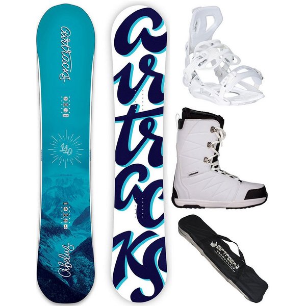 Airtracks Snowboard Damen Snowboard Komplett Set Orbelus »Mod. 26/27 (4 St., 4er-Pack), Snowboard + Bindung Master W+ Boots + Sb Bag / 140 145 150cm