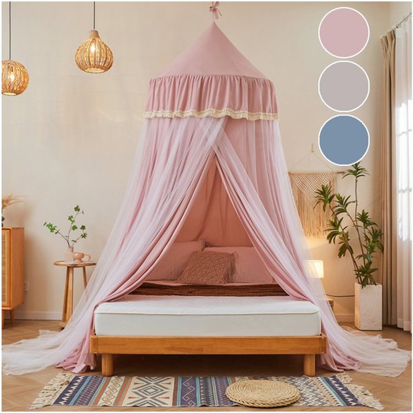 Sunicol Moskitonetz Doppelschicht Moskitonetz, Bett Baldachin, Lichtblockierung Kuppel, Faltbares Moskitonetz Bett für Kinderzimmer, Waschbar