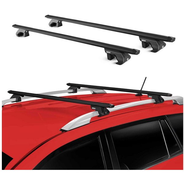 OMAC Dachträger Gepäckträger Universal für Autos Aluminium Schwarz 2 tlg 120 cm ABE (2-St), Wasserbeständig,Abnehmbar,Multifunktional,Leichtgewichtig