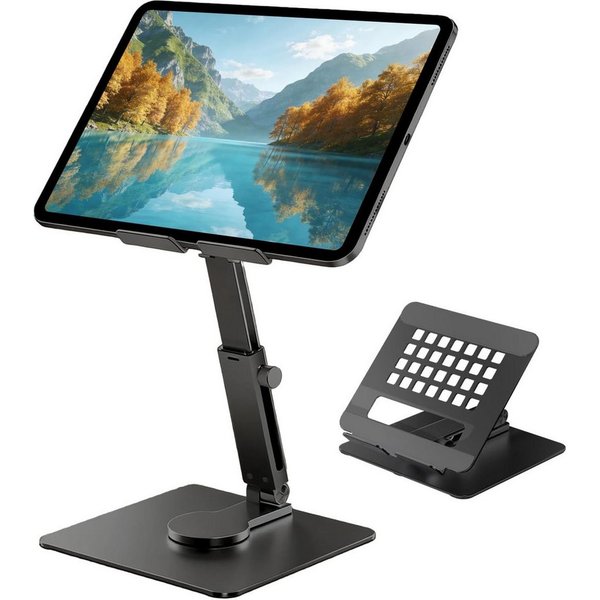 POCOJAO Tablet-Ständer iPad Tablet Ständer 360° drehbar höhenverstellbar Aluminium, (bis 16,5 Zoll, Faltbarer Tablet- und Smartphone-Ständer für Schreibtisch un