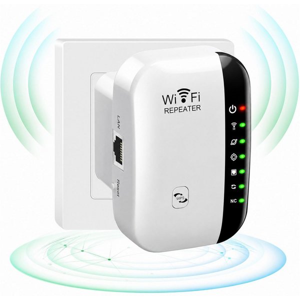 Senmudi WiFi Extender Booster, WLAN Repeater Verstärker Bis Zu 5000sq. WLAN-Router, mit 300 Mbps,2,4GHz WiFi Mit Ethernet Port Zu Allen Geräten