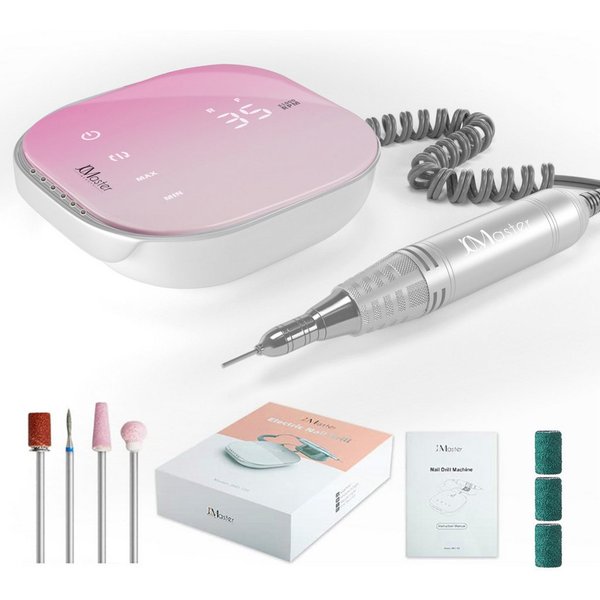 JCMaster Maniküre-Pediküre-Set TouchPro+ Nagelfräser 35000RPM mit Aufsätze Bits, Profi Nagel Fräsmaschine für Gelnägel, Acrylnägel, Kunstnägel