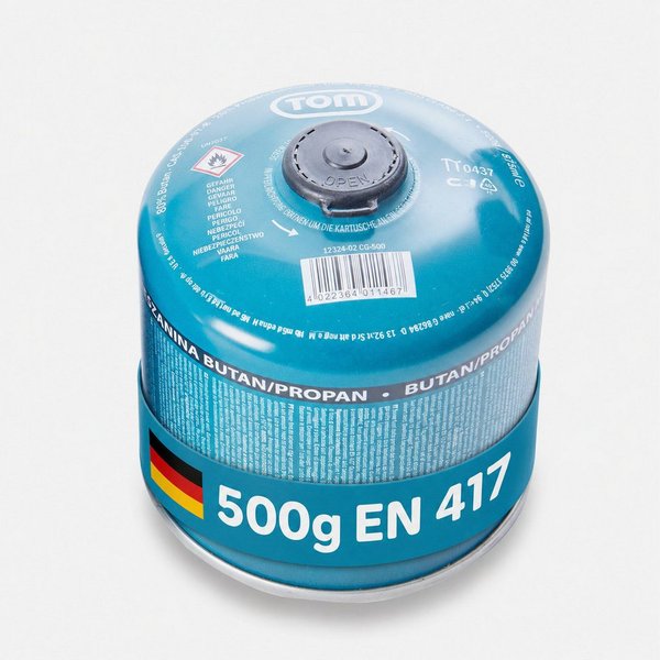 TOM Gaskartusche 500g Schraubgaskartuschen Set EN417, 1 St., Butan-/Propangemisch, 1er Set