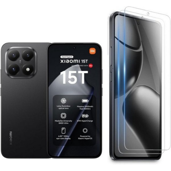 CLM-Tech Displayschutzglas 2X für Xiaomi 15T / Xiaomi 15T Pro, Panzerglas Folie - Blasenfreie Anbringung und kratzfest -, 2 Stück, Anti-Fingerabdruck