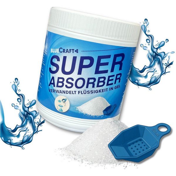 BlueCraft Campingtoilette Granulat Super Absorber 900g Bindemittel für Flüssigkeiten aller Art, (wie Wasser, Urin, Blut, Erbrochenes, Fäkalien, Öl uvm. Gelbinde