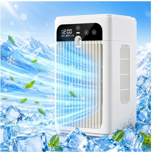 MOPUEA Ventilatorkombigerät Mini Mobile Klimaanlage 500ml Tragbarer Luftkühler Ventilator, Leiser Betrieb & 2 einstellbare Windgeschwindigkeiten