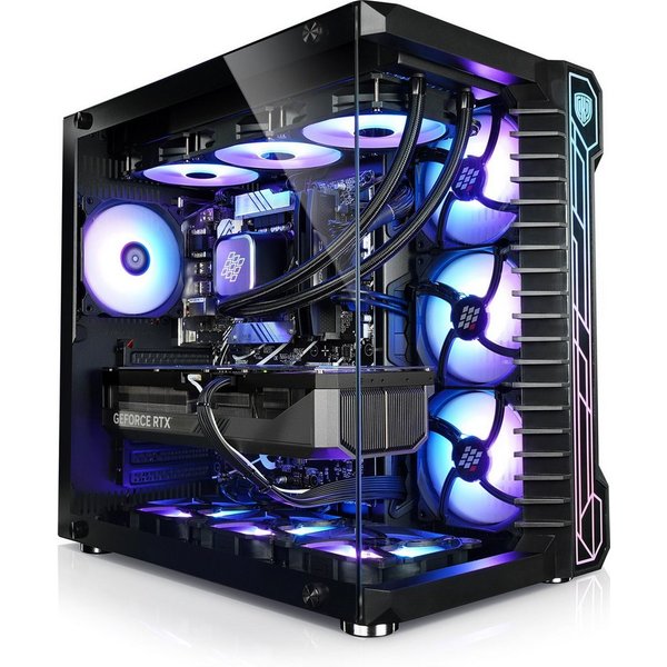 Kiebel Panorama XL IX Gaming-PC (AMD Ryzen 9 AMD Ryzen 9 9900X, RTX 5080, 32 GB RAM, 2000 GB SSD, Wasserkühlung, WLAN, RGB-Beleuchtung)