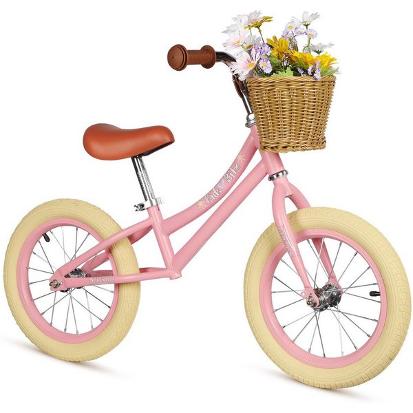 H.yeed Laufrad mit abnehmbarem Korb für Kinder 14 Zoll, ohne Pedal Kleinkindfahrrad für 3 4 5 6, höhenverstellbar