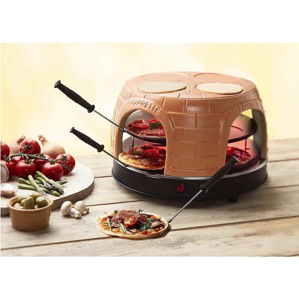 Emerio Standgrill Pizza-Ofen, PIZZARETTE PO-116124.1 für 8 Personen Mini-Pizza, 1500 W