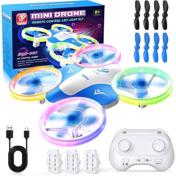 Rolipo Mini Drohne für Kinder Spielzeug,RC Flugzeug Spielzeug, 3 Akkus,DIY Drohne (für Kinder und Anfänger Indoor & Outdoor Geschenke für Jungen Mädchen)