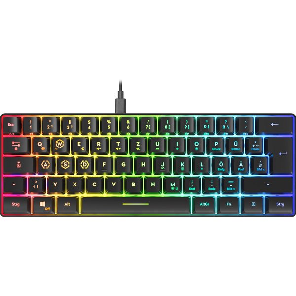 Speedlink LETOS RGB Beleuchtung - 60% Tastenfeld, abnehmbares Kabel, Gaming-Tastatur (N-Key Rollover Anti-Ghosting, 1.000Hz Polling Rate, DE Layout QWERTZ)