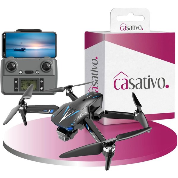 Casativo Profi GPS-Drohne Full-HD Kamera 3-Achsen-Gimbal 800 m 4K interpoliert Drohne (360°-Richtungskontrolle, Flugzeit ca. 25 Min., Rückkehr-Funktion)
