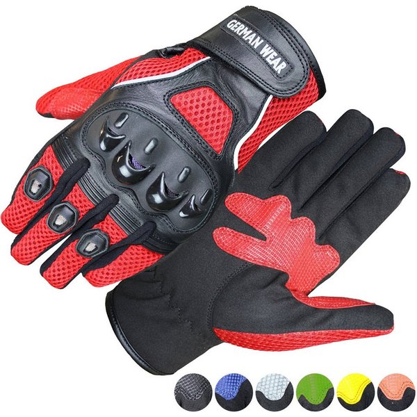 German Wear Motorradhandschuhe GW400G-M9 Motocross Biker Handschuhe Leder- & Textilhandschuhe in 6 Farben