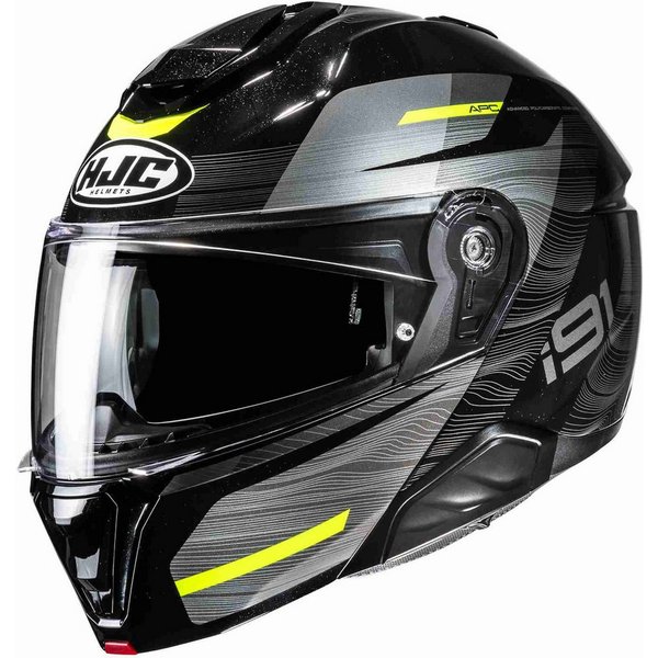 HJC Motorradhelm HJC i91 Dusk MC3H Klapphelm Schwarz / Grau / Gelb XL (1er Set), klapphelm motorrad