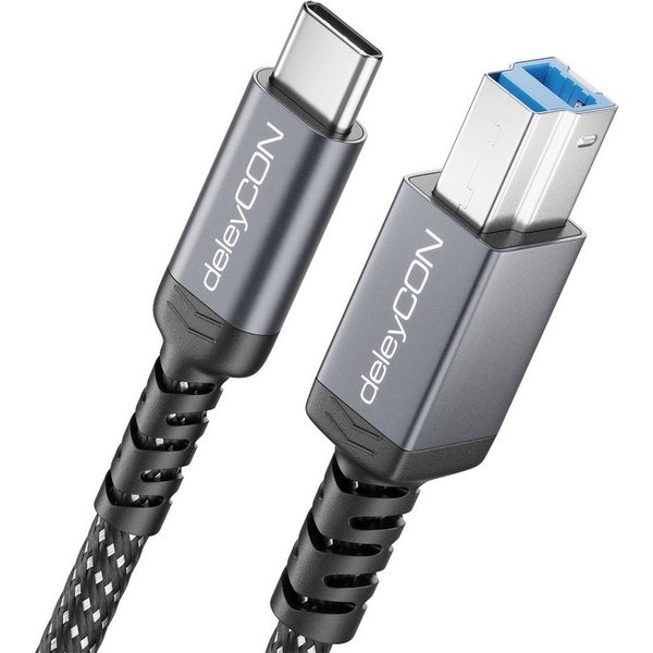deleyCON 1,5m USB3.0 Druckerkabel Scannerkabel Datenkabel USB-C zu USB-B USB-Kabel