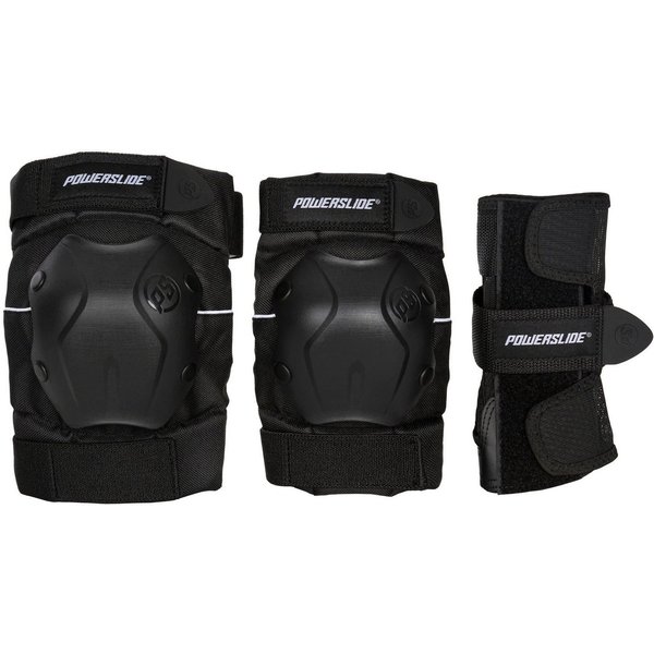 Powerslide Protektoren-Set Standard Black Set (Set, 3-tlg., mit Ellenbogenprotektor, mit Handgelenkprotektor, mit Knieprotektor)