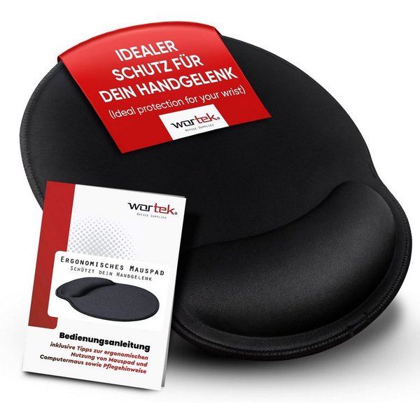 wortek Mauspad Ergonomisches Mousepad mit Handgelenkauflage, Office Mauspad mit Gelkissen und Handballenauflage
