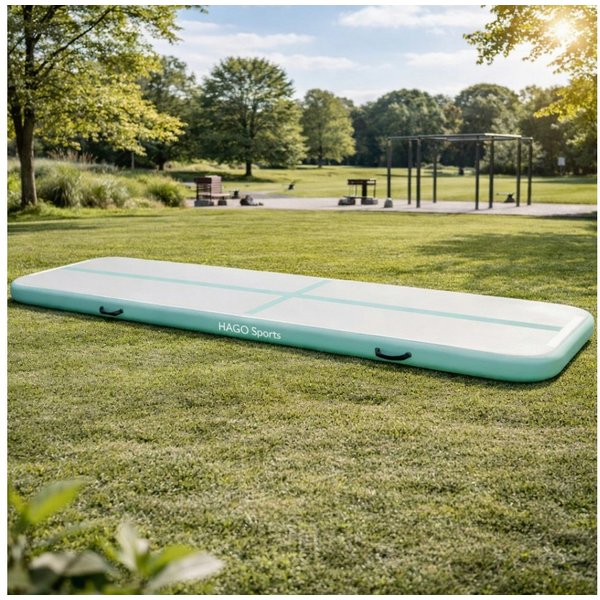 HAGO Sportmatte AirTrack Turnmatte Tumbling Gymnastikmatte Tumblingmatte aufblasbar (1-St), Rutschfest, aufblasbar, Tragegriffe