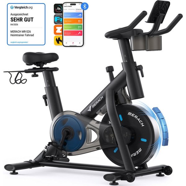 MERACH Heimtrainer Fahhrad für Zuhause, Leise Hometrainer Fahrrad mit APP (8-stufiger Magnetwiderstand, 2-Wege verstellbare rutschfeste Lenker, 1-tlg., Hometrai