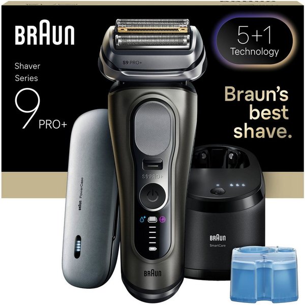 Braun Elektrorasierer Series 9 9675cc, Smart Care Center, integrierter Präzisionstrimmer, 5+1 ultradünne Präzisionsklingen, Ladeetui, 6-in-1 SmartCare Center