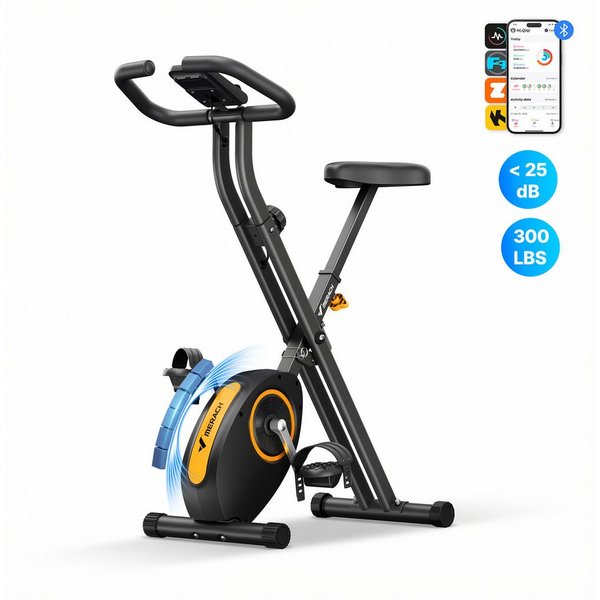 MERACH Heimtrainer Fahrrad klappbar, mit leiser 16-stufiger Magnetbremse (Indoor Cycling Bike mit LCD-Display & praktischer Tablethalterung, platzsparend faltba