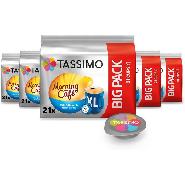 TASSIMO Kaffee Kapseln Morning Café XL Mild&Smooth T Discs 5x21 Getränke, (Packung, 5er Pack)