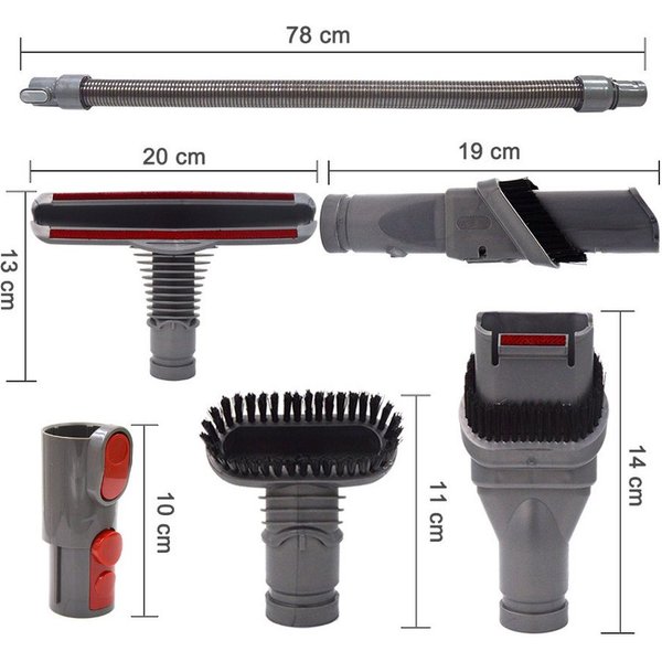Trade-Shop Staubsaugerdüsen-Set passend für Dyson DC-33 DC-34 DC-35 DC-36 DC-37 DC-38 DC-40 DC-41 DC-4, Zubehör für DC-50 DC-52 DC-55 DC-58 DC-59 DC-62, (6-tlg.