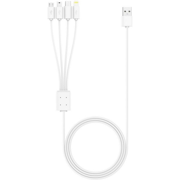 XLAYER Kabel Octopus 4-IN-1 Multi-USB-Ladekabel 1.5m White Smartphone-Kabel, Ligtning, Micro-USB, Mini-USB, USB Typ C, Ligtning, Micro-USB, Mini-USB, USB Typ C 