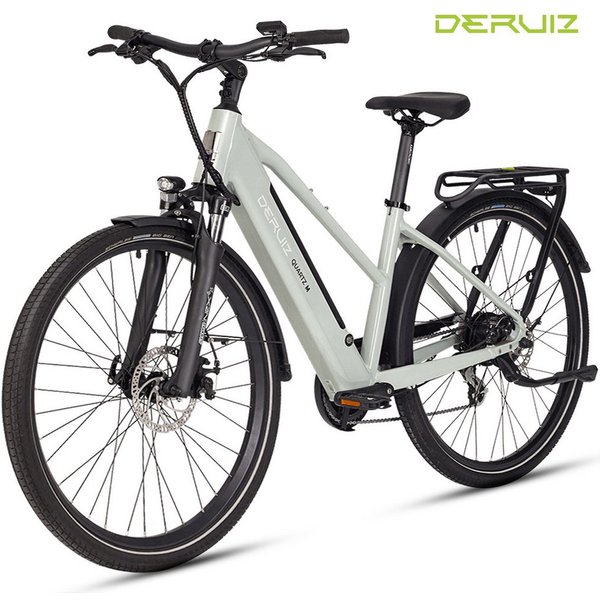 DERUIZ E-Bike Cityrad Quartz M 250W 55 Nm Drehmomentsensor, bis 25 km/h,121 km, 8 Gang Shimano Altus RD-M310 Smart Schaltwerk, Heckmotor, 483 Wh, Trapezrahmen, 