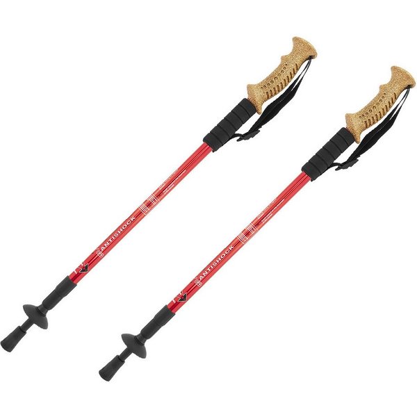 MidGard Nordic-Walking-Stöcke Wanderstöcke 65-135cm Teleskop Antischock Stöcke Korkgriff Dämpfung (2 St), Leicht, mit ergonomischen Korkgriffe