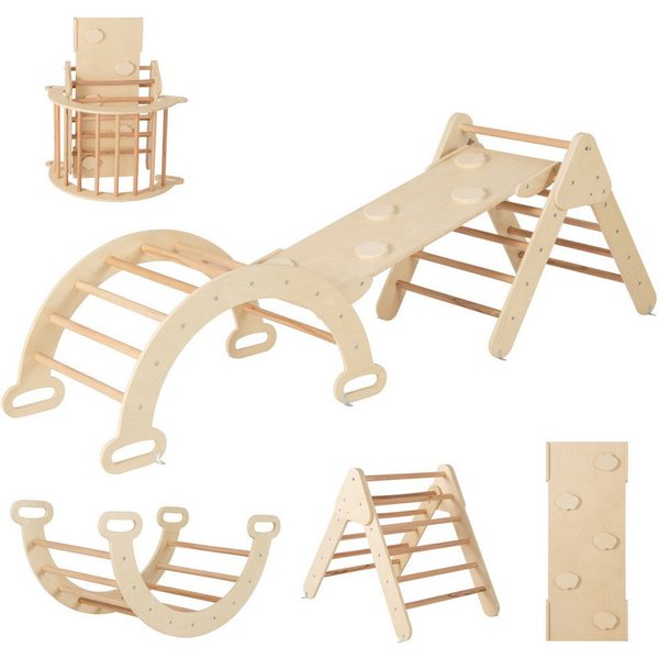 COSTWAY Klettergerüst, 4 in 1 Kletterbogen mit Rampe, Tragfähigkeit von 50kg
