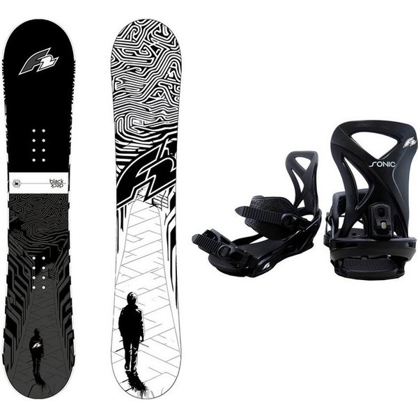F2 Snowboard F2 Set Snowboard Blackdeck Wide Schwarz/Weiss 163w cm + Sonic Pro Bind