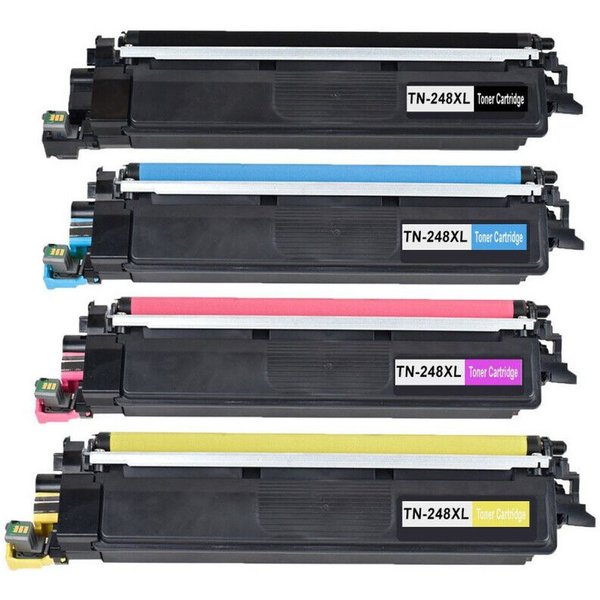 inkpro Tonerkartusche Set kompatibel mit Brother TN-248XL schwarz, cyan, magenta, gelb, (für DCP-L3515, DCP-L3520, DCP-L3527, DCP-L3555, DCP-L3560, HL-L3215, HL