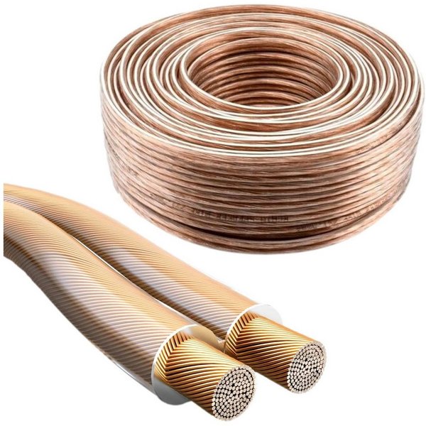 RCA Lautsprecherkabel 2x 1,5mm² 30m Transparent Audio-Kabel, Roh, (3000 cm), HQ 2-adrig Kupfer-Kabel für Boxen-Kabel Lautsprecher-Kabel Hifi LS