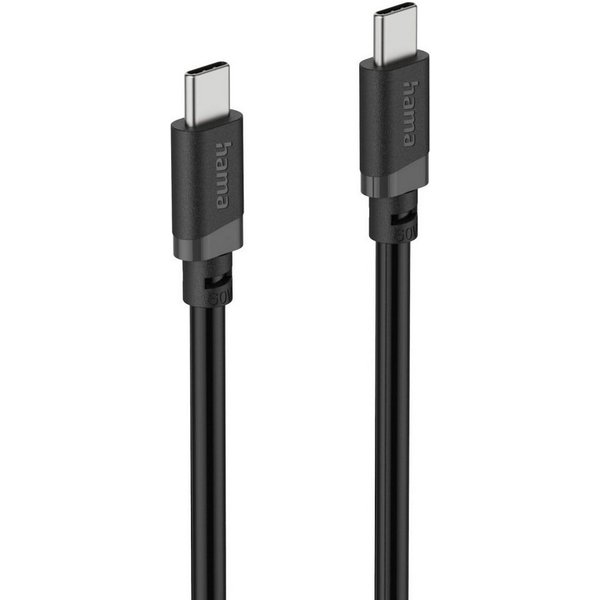 Hama USB-C Ladekabel 1 m schwarz USB-Kabel, USB-C, (100 cm), Schnellladen, 480 Mbit/s, 60 W Leistung, breite Kompatibilität