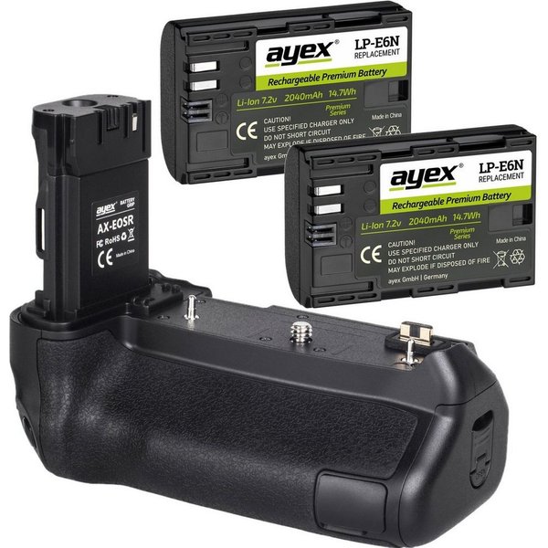 ayex Batteriegriff für Canon EOS-R Ra + 2x LP-E6N Akkus wie BG-E22 Optimal für Hochformat