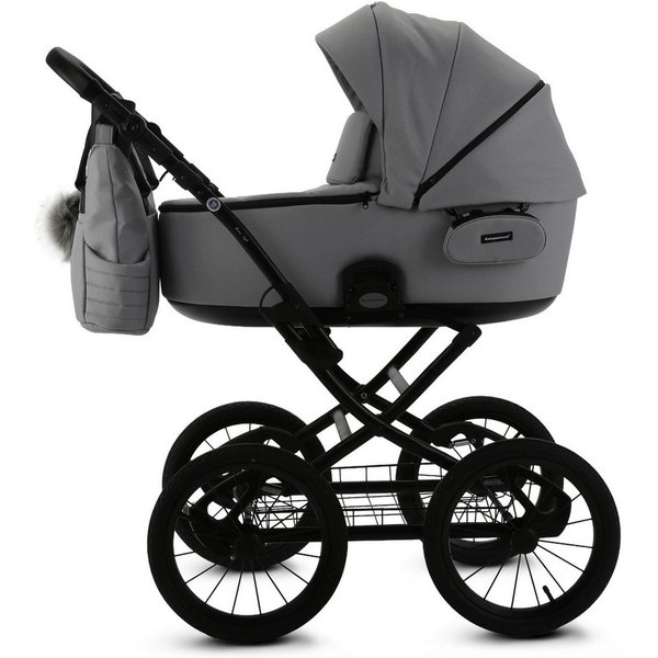 Knirpsenland Kombi-Kinderwagen Retro Style 2in1 inkl. Sportwagen, Wickeltasche & viel Zubehör, (Spar-Set), hohe Sicherheit durch One-Klick System der Kinderwage