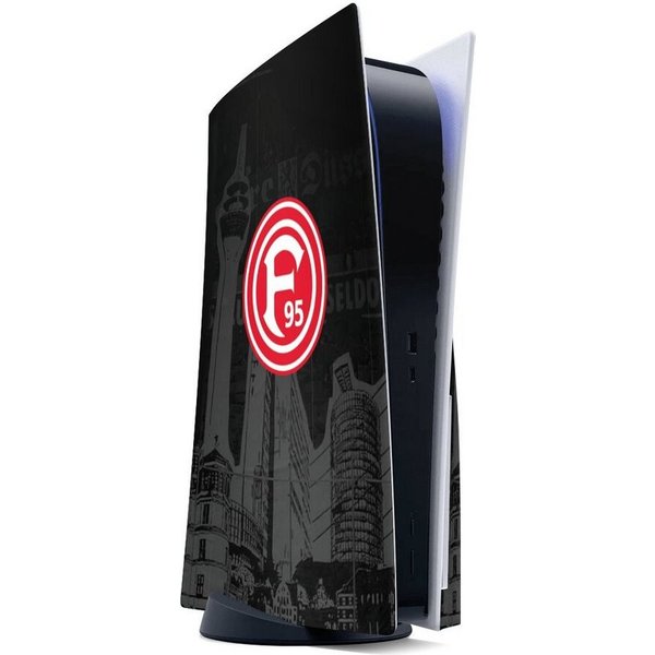DeinDesign Konsolen-Cover Fortuna Düsseldorf Offizielles Lizenzprodukt Logo Fortuna Logo City, Sony Playstation 5 Disc Edition Skin Aufkleber Sticker Folie
