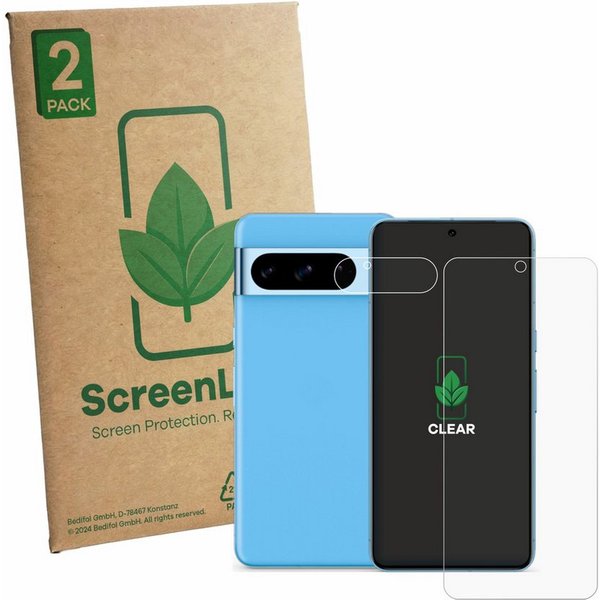 ScreenLeaf Displayschutzfolie Schutzfolie für Google Pixel 8 Pro (Display+Kamera), 2 Stück, Displayschutz Schutz Folie Klar Transparent