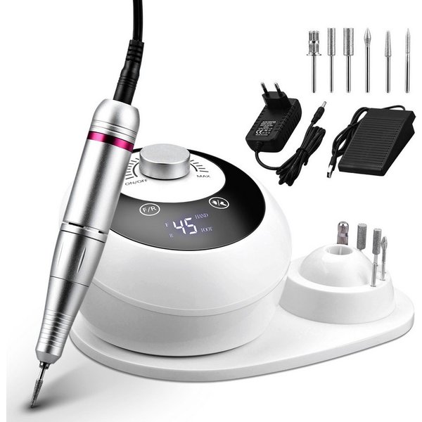 CkeyiN Pro Maniküre-Pediküre-Set Nagelfräser Professionell,45000RPM,Nagelfräser für Gelnägel, für Acrylnägel,mit LCD-Display,Bit-Lock Design, für den Heimgebrau